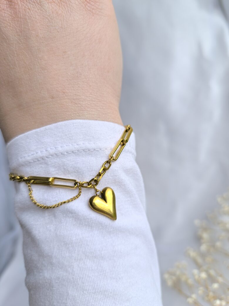 Rokassprādze - Sirds ar ķēdīti